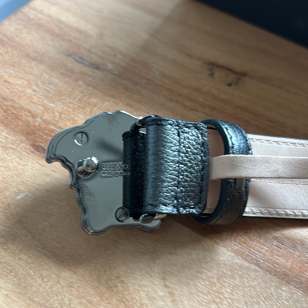 NWT Versace La Medusa Head Gunmetal Leather Belt - Picture 12 of 15